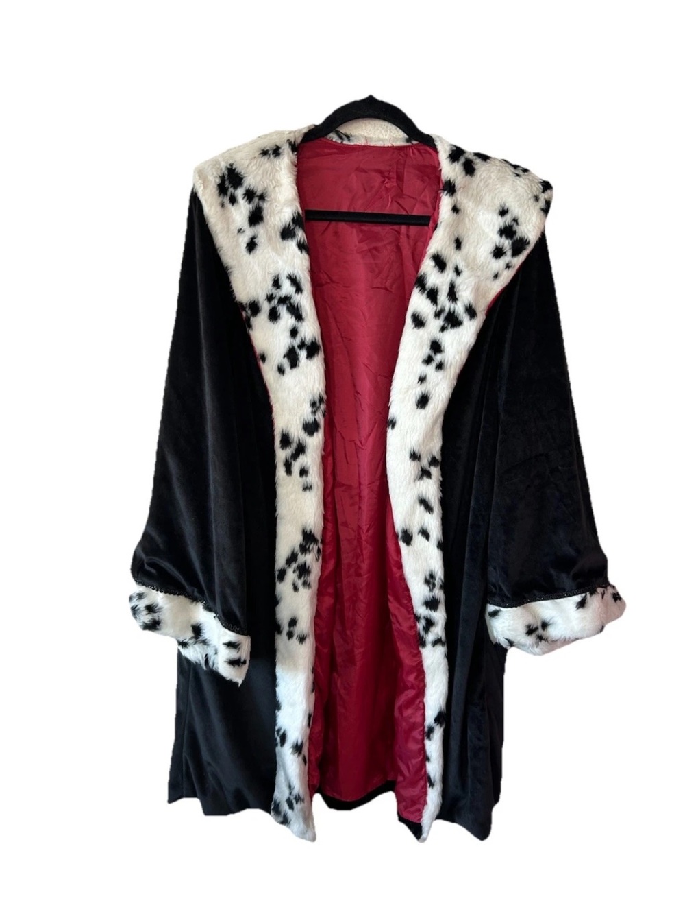 Vintage Cruella De Vil Coat Dalmatian Faux Fur Velvet Costume Jacket XL